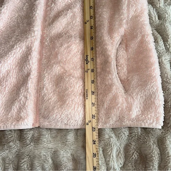 Girls Pink Fleece Hoodie Jacket L (14/16) The North Face Soft Plush - Picture 13 of 15